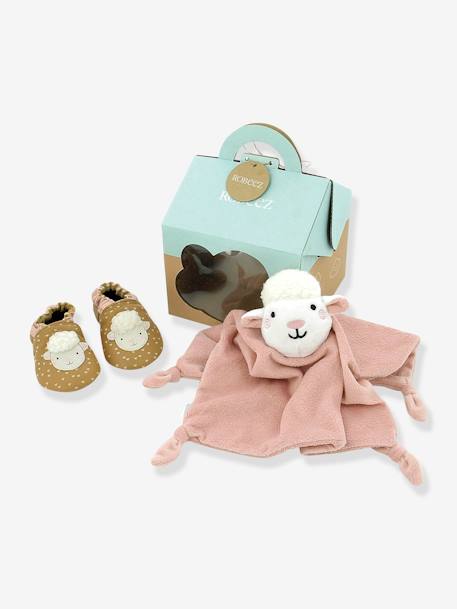 Baby Geschenk-Set: Krabbelschuhe & Schmusetuch ROBEEZ camel 1