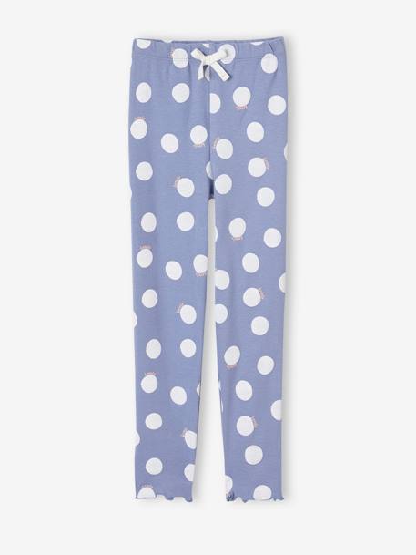 Gerippte Mädchen Leggings Oeko-Tex - altrosa+blau weiße tupfen+marine+wollweiß vogel gelb - 5