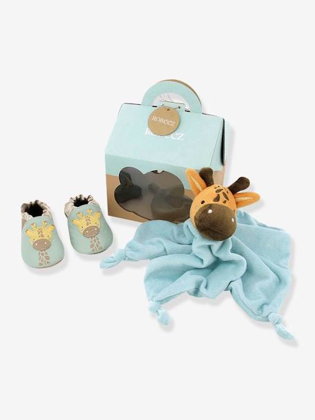 Baby Geschenk-Set: Krabbelschuhe & Schmusetuch ROBEEZ aqua 4