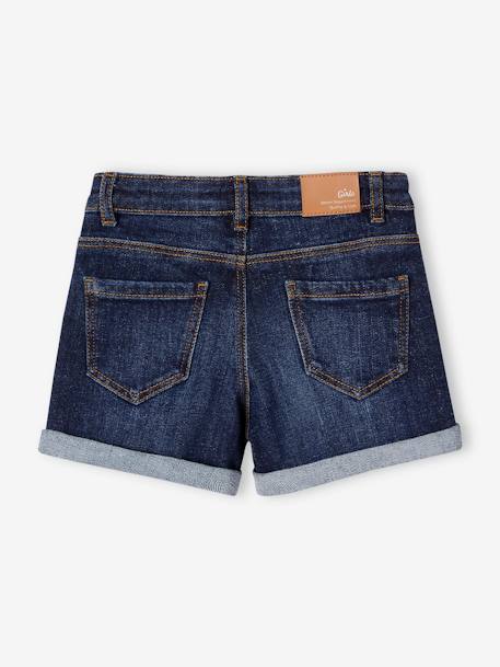 Bestickte Mädchen Jeans-Shorts Oeko-Tex, Bundweite verstellbar dark blue+double stone 2