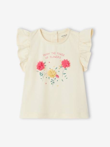 Mädchen Baby T-Shirt, 3D-Blumen Oeko-Tex altrosa+wollweiß 11