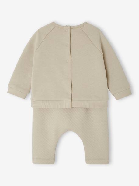 Baby-Set: Sweatshirt & Hose - beige+grau meliert+rosa nude+wollweiß - 4