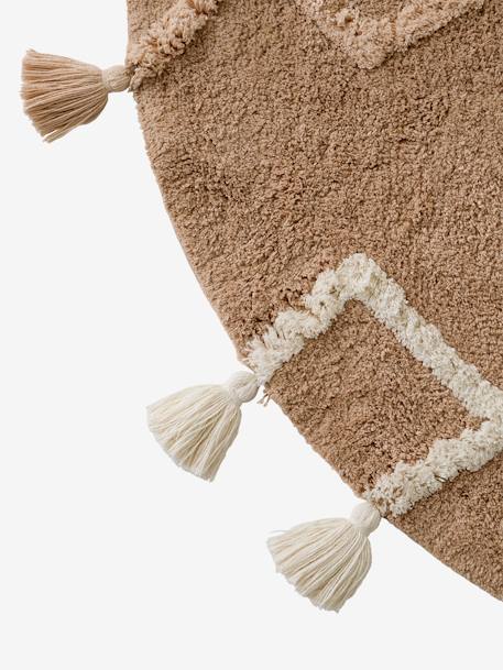 Runder Kinderzimmer Teppich mit Pompons, Berber-Stil beige 3