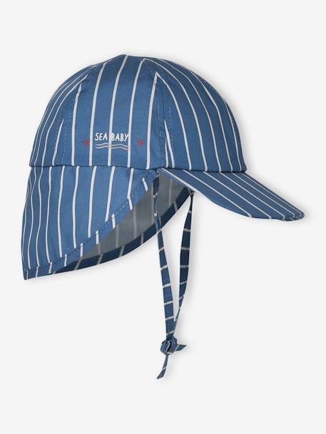 Jungen Baby Cap mit Nackenschutz blau 3