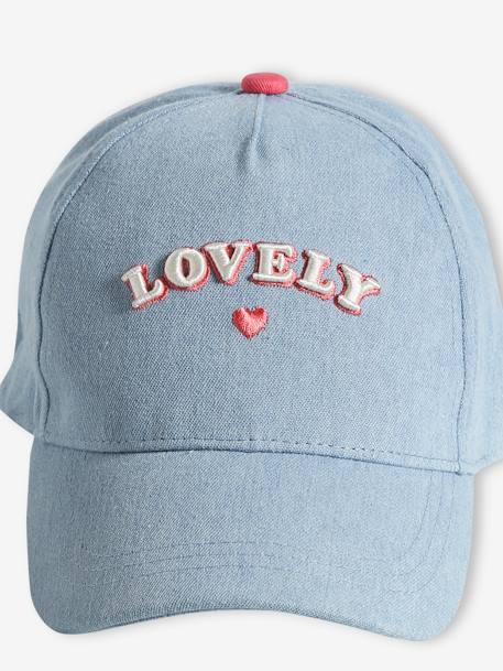 Mädchen Jeans-Cap mit Schriftzug - jeansblau - 3