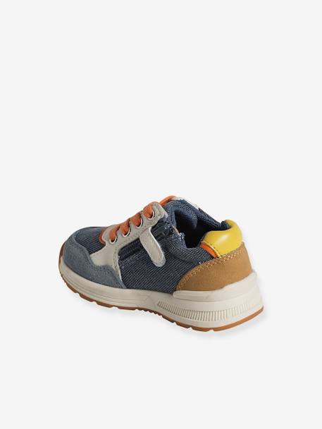 Baby Sneakers mit Reißverschluss jeansblau+weiß/marine/braun 3