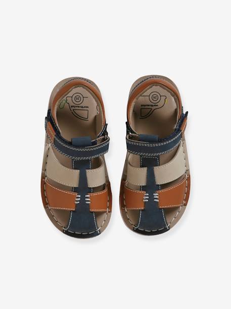 Kinder Klett-Sandalen, Anziehtrick beige+marine+set blau 18