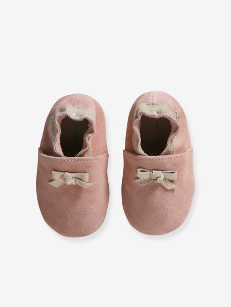 Baby Krabbelschuhe mit Gummizug altrosa 2