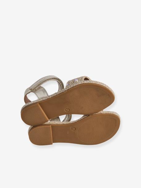 Kinder Klett-Sandalen mit Anziehtrick beige bedruckt 5