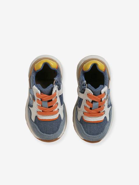 Baby Sneakers mit Reißverschluss - jeansblau+weiß/marine/braun - 4