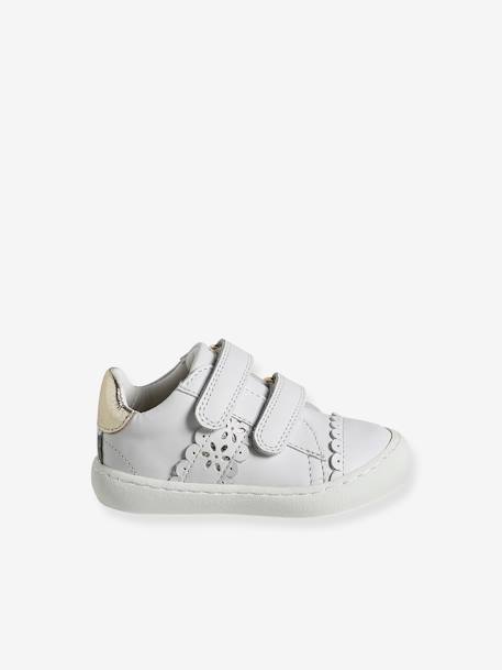 Baby Klett-Sneakers ausgestanzte Motive - marine+weiß/gold - 8