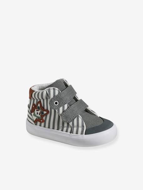 Baby High-Sneakers mit Klett - grau gestreift - 1