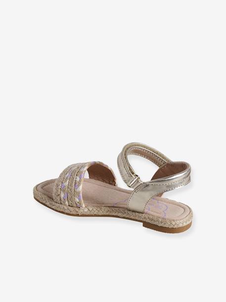 Kinder Klett-Sandalen mit Anziehtrick beige bedruckt 3