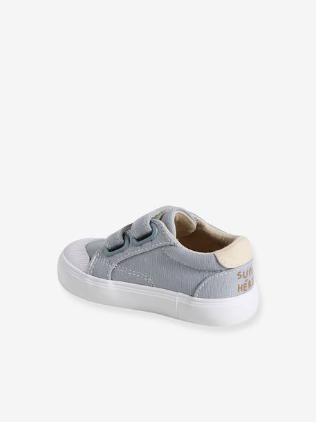 Baby Stoffsneakers mit Klettriemchen - beige bedruckt+hellblau - 8