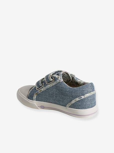 Mädchen Klett-Sneakers, Anziehtrick hellblau+jeansblau+rosa bedruckt+weiß/gelb geblümt 10