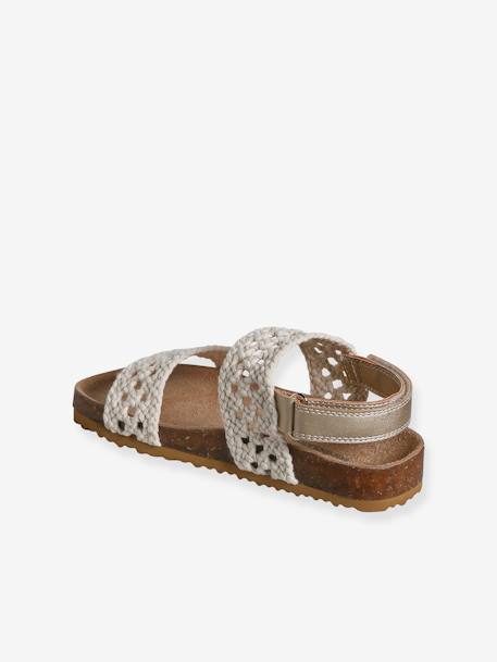 Kinder Klett-Sandalen in Häkeloptik beige 3