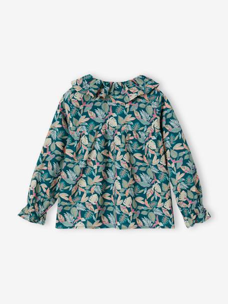 Mädchen Bluse mit Blumen aqua+pfirsich+rosa+tannengrün 16