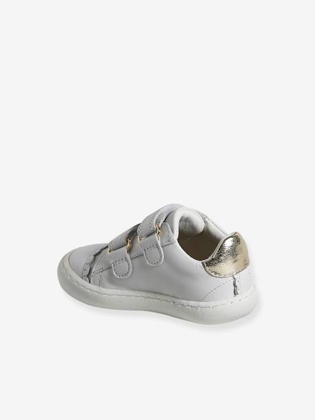 Baby Klett-Sneakers ausgestanzte Motive marine+weiß/gold 9