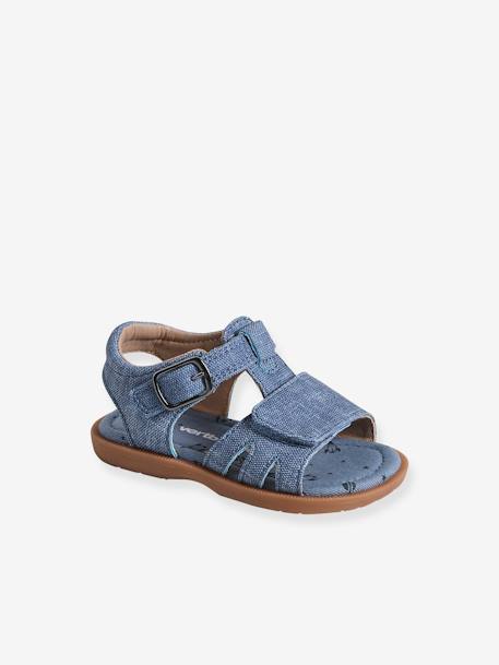 Baby Klett-Sandalen, Denim-Optik - jeansblau - 1