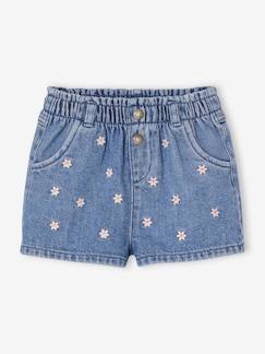 Babymode-Baby Jeansshorts mit Blumenstickerei