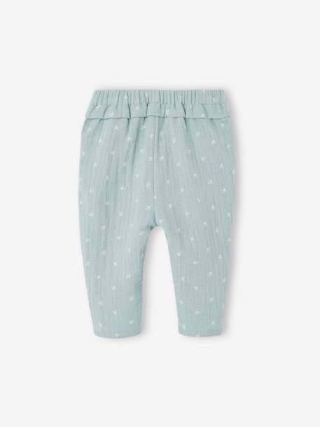 Baby Hose aus Musselin altrosa+graublau+wollweiß 5