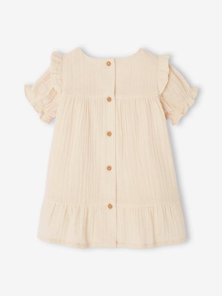 Baby Kleid aus Musselin koralle+vanille 9