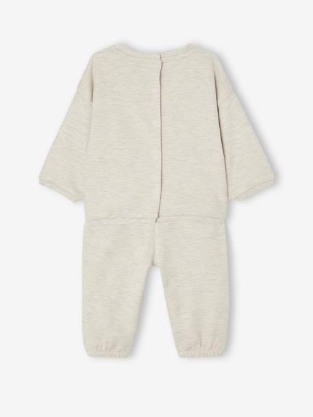 Baby-Set: Sweatshirt & Hose, personalisierbar Oeko-Tex - beige meliert+blush - 5