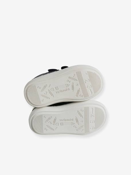 Baby Klett-Sneakers ausgestanzte Motive - marine+weiß/gold - 5