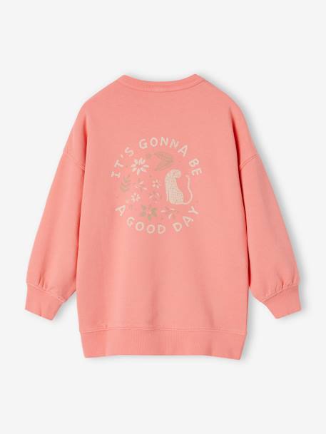 Langes Mädchen Sweatshirt mit Motiv hinten Oeko-Tex koralle 2