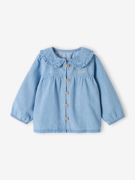 Baby Bluse aus Light-Denim, personalisierbar - bleached - 4