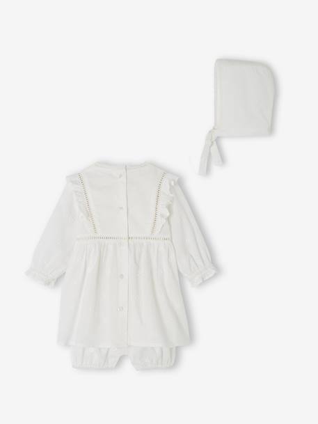 Festliches Baby-Set: Kleid, Spielhose & Mütze weiß 2