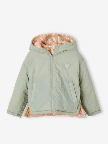 Mädchen Wende-Jacke mit Recycling-Polyester salbeigrün 2