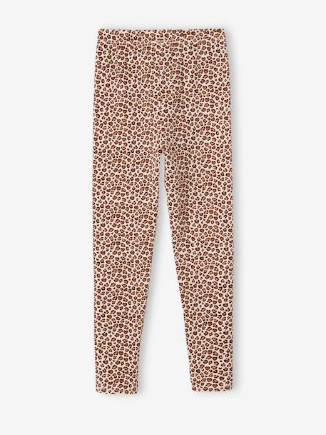 Mädchen Leggings - grün+hellbeige leoprint+türkis margeriten+wollweiß mehrfarbig geblümt - 5