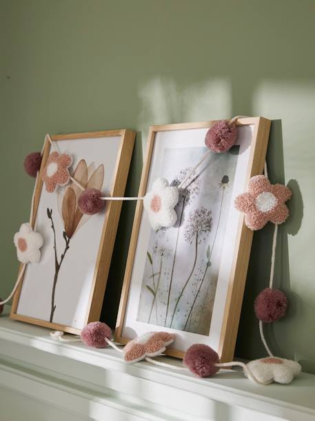 Kinderzimmer Girlande mit Blumen - rosa bedruckt - 1