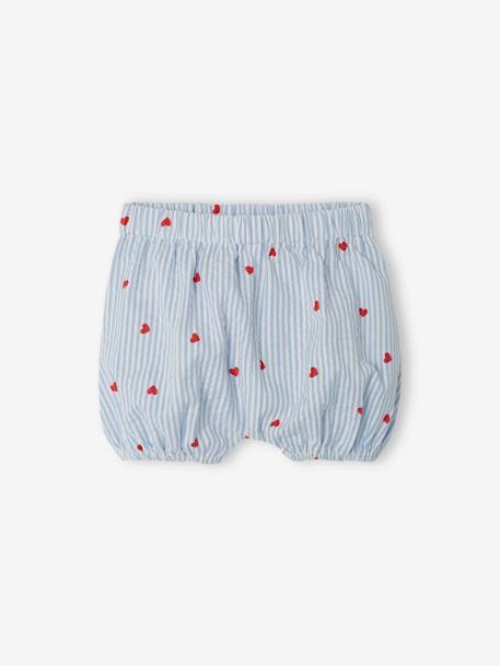 Baby-Set aus Seersucker: Kleid, Shorts & Haarband blau gestreift 4