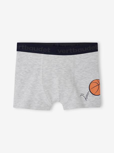 5er-Pack Jungen Boxershorts mit Bio-Baumwolle, Basketball grau meliert 3