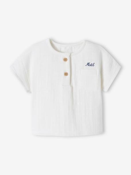 Baby Henley-Shirt, personalisierbar wollweiß 4