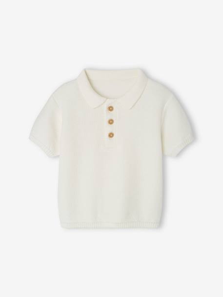 Baby Poloshirt aus Strick Oeko-Tex - wollweiß - 3