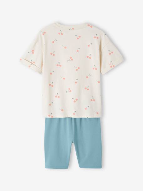 Mädchen-Set: T-Shirt & Radlerhose Oeko-Tex rosa+smaragdgrün 10