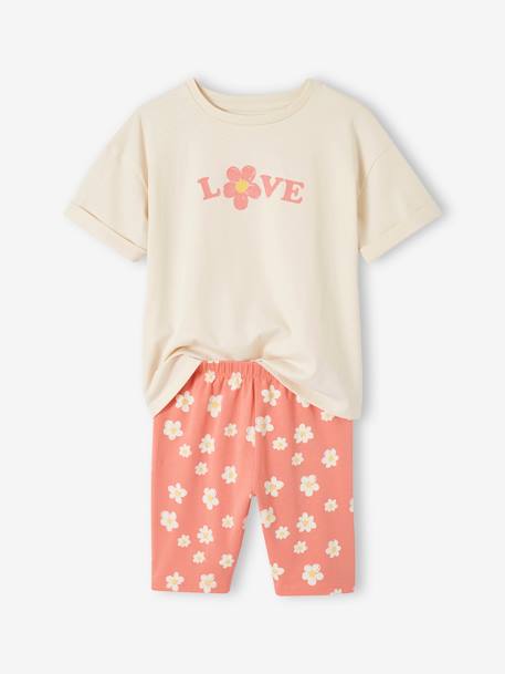 Mädchen-Set: T-Shirt & Radlerhose Oeko-Tex - rosa+smaragdgrün - 1