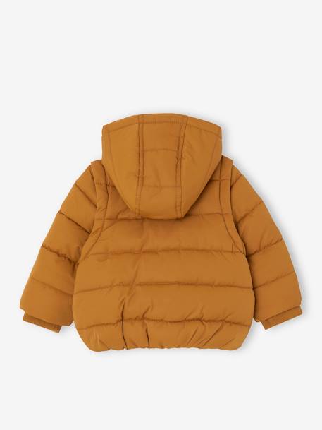 Baby Steppjacke mit abnehmbaren Ärmeln, Recycling-Polyester karamell 3