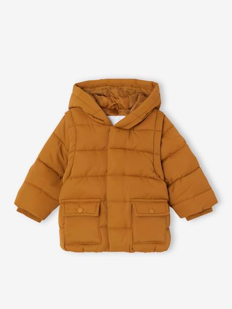 Baby Steppjacke mit abnehmbaren Ärmeln, Recycling-Polyester - karamell - 1