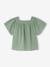 Baby Bluse mit Lochstickerei - himbeer+salbeigrün+wollweiß - 5