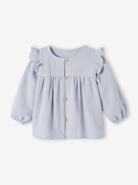 Mädchen Baby Volant-Bluse - altrosa+eisblau+himmelblau - 10