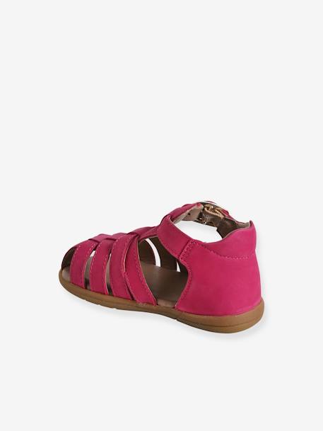 Mädchen Baby Lauflern-Sandalen - beige glanzeffekt+fuchsia - 8