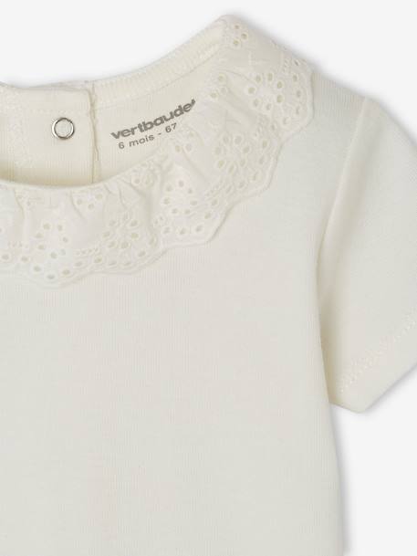 Baby-Set: T-Shirt mit Kragen & geblümte Shorts, personalisierbar wollweiß 7