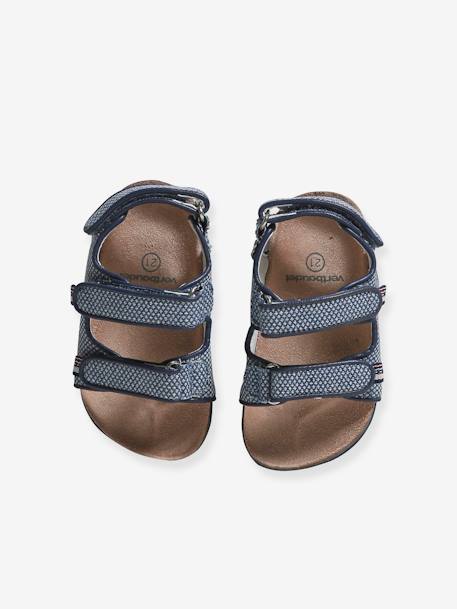 Baby Klett-Sandalen mit Muster blau bedruckt 4