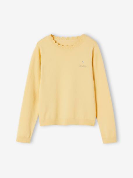 Personalisierbarer Mädchen Pullover BASIC Oeko-Tex bonbon rosa+graugrün+pastellgelb+senfgelb 8