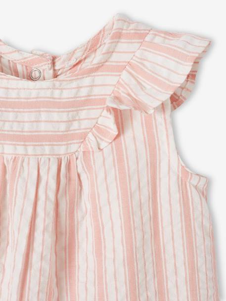 Baby Kleid aus gestreiftem Seersucker rosa 4