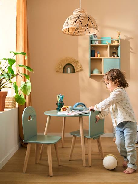 Kinderzimmer-Set: Tisch & 2 Stühle REGENBOGEN salbeigrün 2